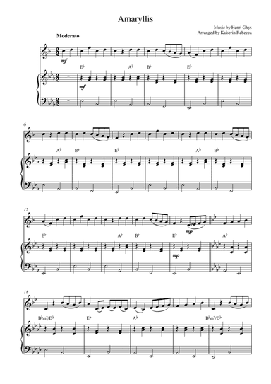 Amaryllis (for Bb trumpet solo and piano accompaniment) (arr. Kaiserin Rebecca)