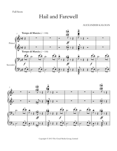 March "Hail and Farewell" (2013) - for Piano Four Hands