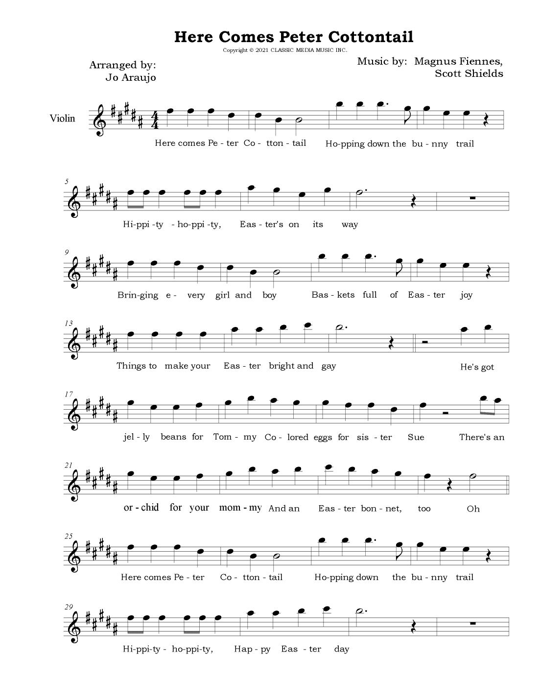 Here Comes Peter Cottontail (arr. Jo Araujo)