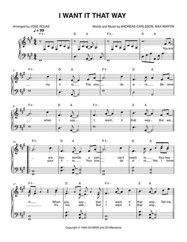 I Want It That Way (arr. Jose Rojas)