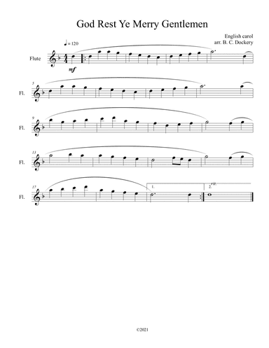 God Rest Ye Merry Gentlemen (Flute Solo) (arr. B. C. Dockery)