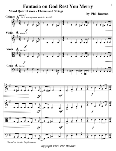 Fantasia on God Rest You Merry - Mixed Quartet - Chimes and Strings (arr. Phil Beaman)