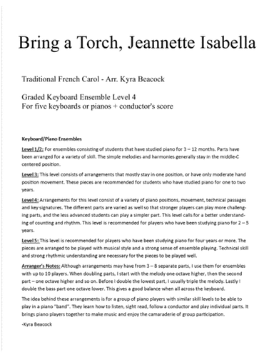 Bring a Torch Jeannette Isabella (arr. Kyra Beacock)