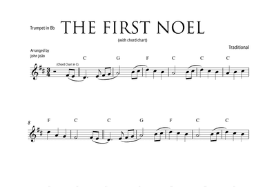 The First Noel (Trumpet in Bb with Chord Chart) (arr. John João)