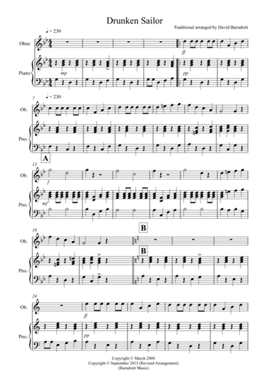 Drunken Sailor for Oboe and Piano (arr. David Burndrett)