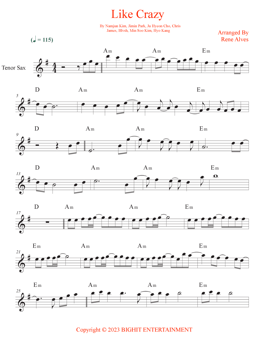 Like Crazy (arr. Rene Alves)
