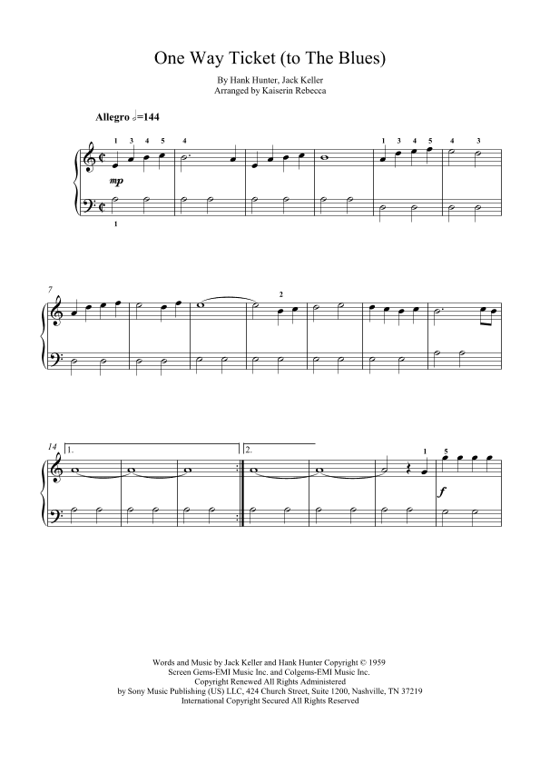 One Way Ticket (to The Blues) (arr. Kaiserin Rebecca)