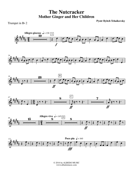 The Nutcracker, Mother Ginger and Her Children, Polichinelles - Trumpet in Bb 2 (Transposed Part) (arr. Doug Clyde)
