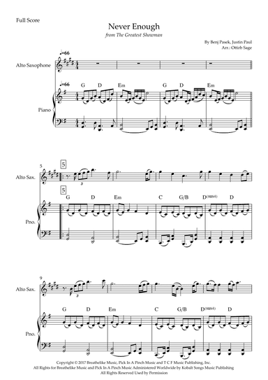 Never Enough (arr. Ottirb Sage)