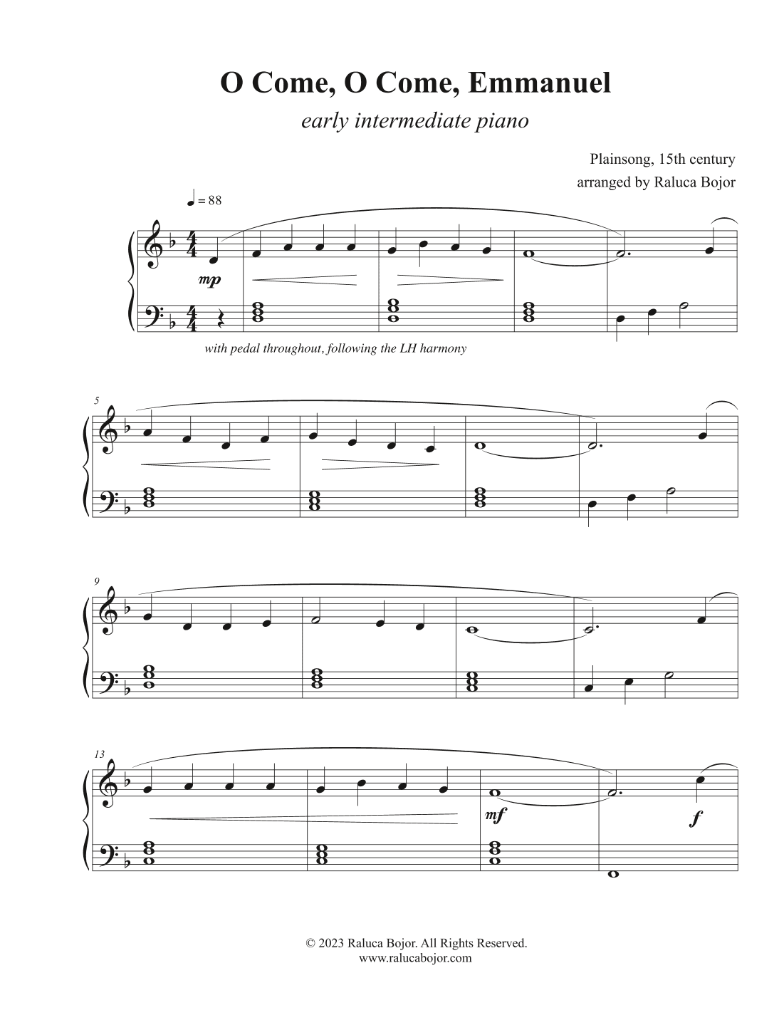O Come, O Come, Emmanuel (early intermediate) (arr. Raluca Bojor)
