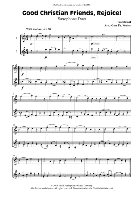 Good Christian Friends, Rejoice! (arr. Gert Th. Walter)