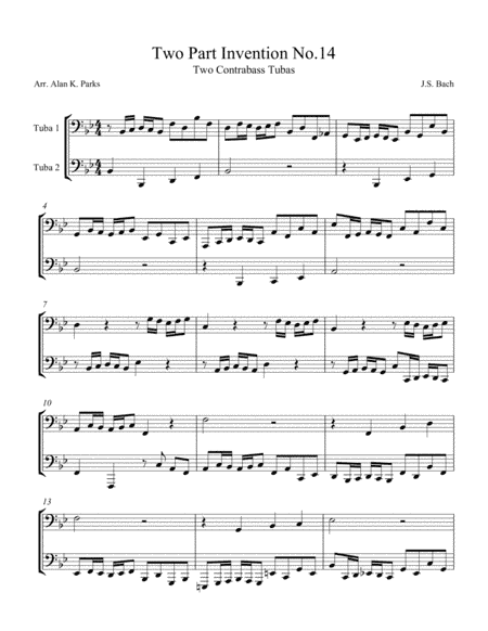 Two Part Invention No.14 (arr. Alan K. Parks)