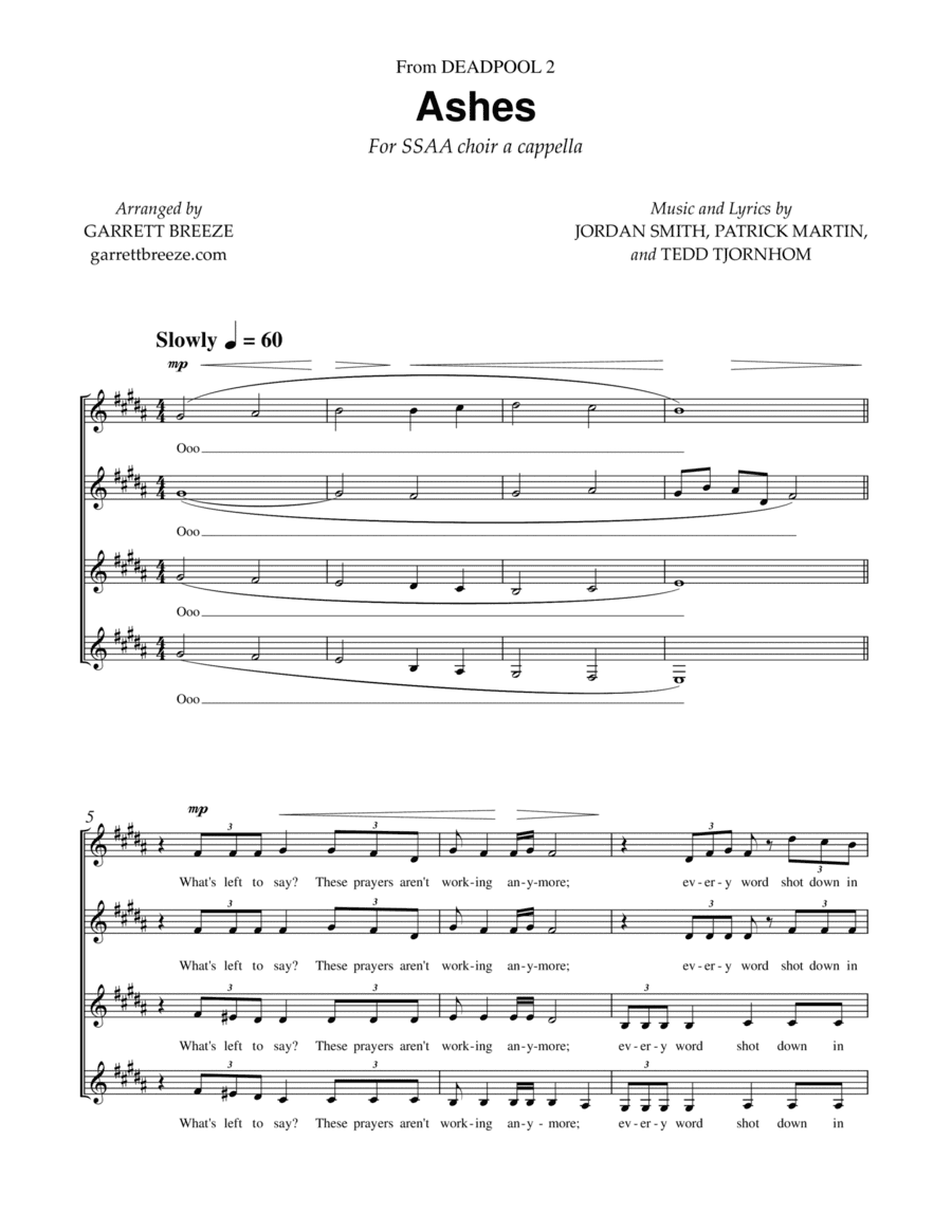 Ashes (arr. Garrett Breeze)