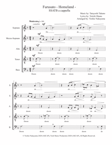 Furusato - Homeland - SSATB Acappella (arr. Yoshie Nakayama)