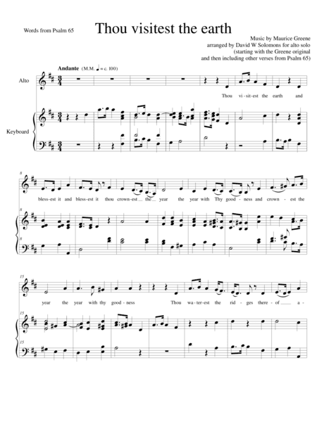 Du suchest das Land heim (solo low voice and keyboard (based on Thou visitest the Earth) (arr. David Warin Solomons)