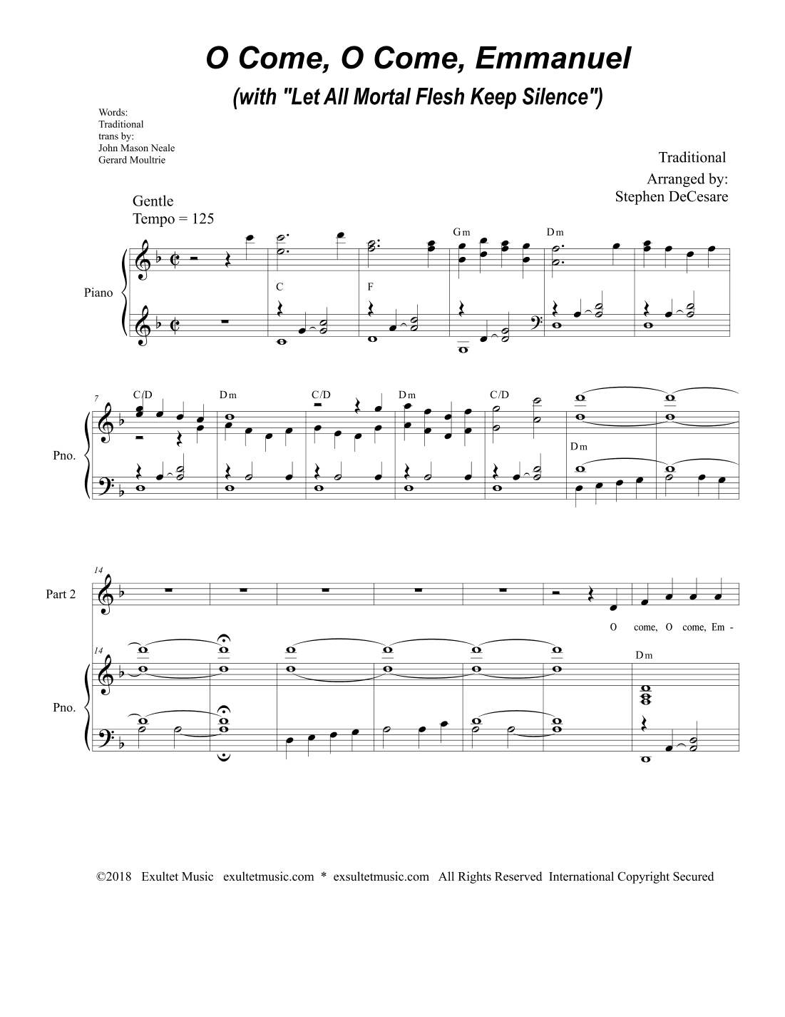 O Come, O Come, Emmanuel (with "Let All Mortal Flesh Keep Silence") (2-part choir) (arr. Stephen DeCesare)