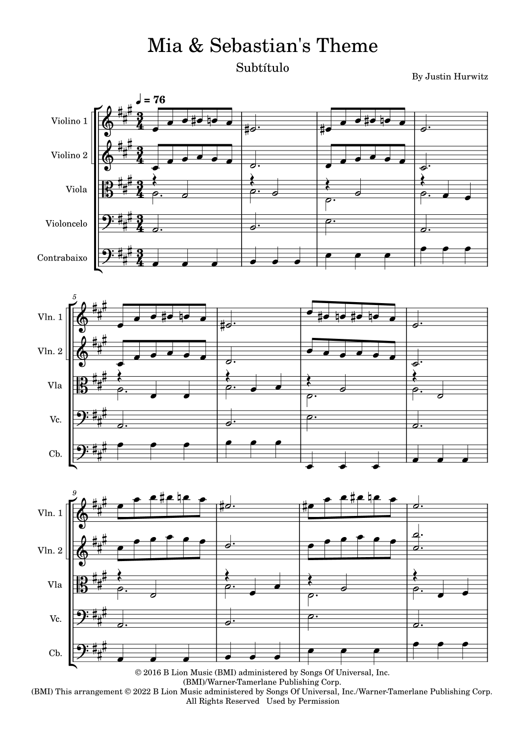 Mia & Sebastian's Theme (arr. Fernanda Moura)