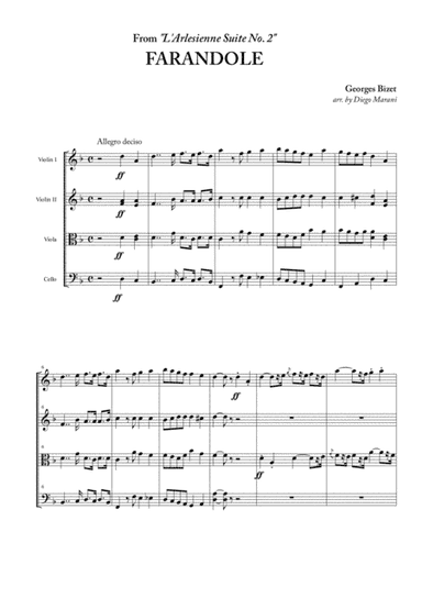 Farandole from "L'Arlesienne Suite No. 2" for String Quartet (arr. Diego Marani)