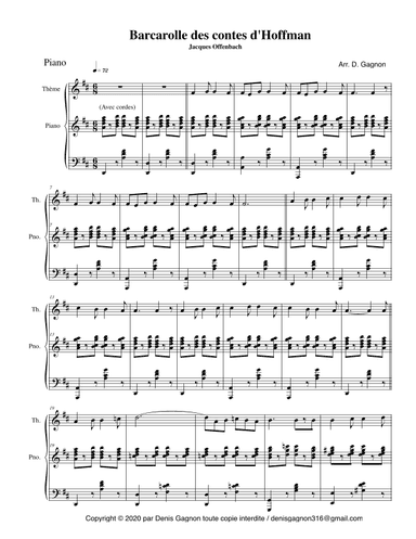 Barcarolle des contes d'Hoffman (arr. D. Gagnon)