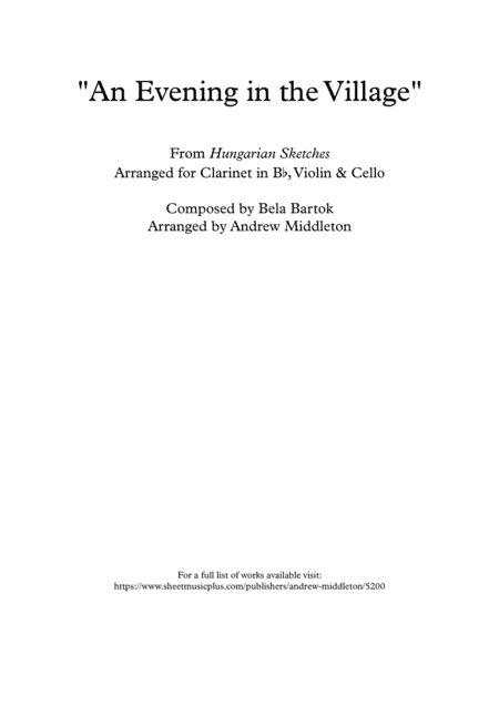 An Evening in the Village arranged for Clarinet, Violin and Cello Trio (arr. Andrew Middleton)