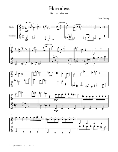 Harmless - for two violins
