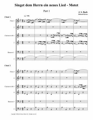 Singet dem Herrn ein neues Lied Motet, Part 1 by J.S. Bach (Double Woodwind Choir) (arr. Richard Byrnes)