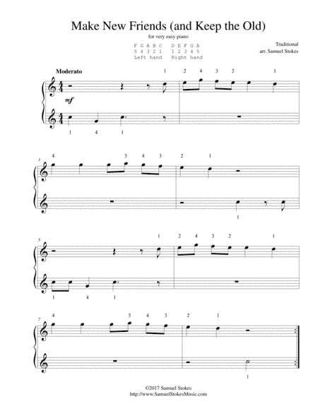 Make New Friends (and Keep the Old) - for very easy piano (arr. Samuel Stokes)