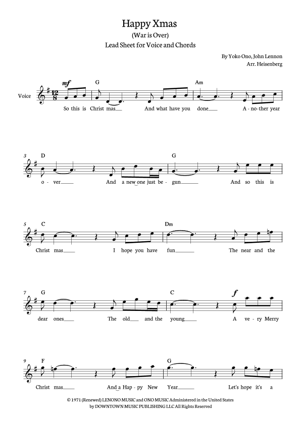 Happy Xmas (war Is Over) (arr. Heisenberg)