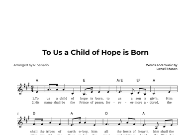 To Us a Child of Hope is Born (Key of A Major) (arr. R. Salvario)