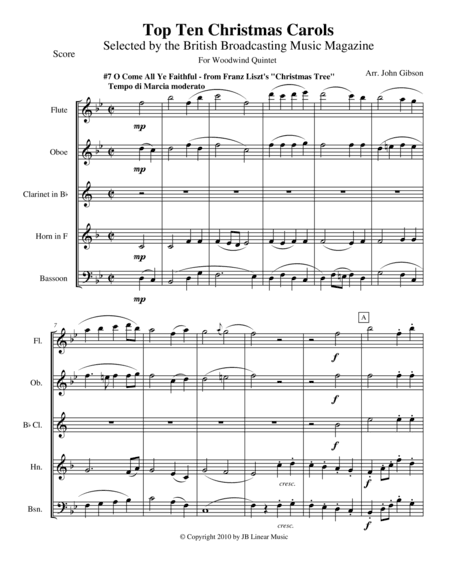 O Come All Ye Faithful for Woodwind Quintet (arr. John Gibson)