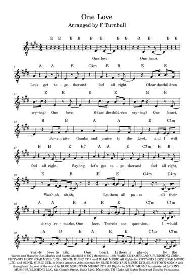 One Love (people Get Ready) (arr. F Turnbull)
