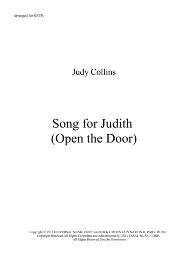 Song For Judith (open The Door) (arr. Anne Rees)