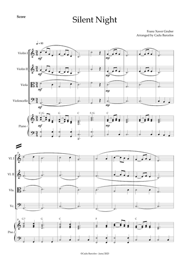 Silent night (Strings Quartet) Piano and chords (arr. Cadu Barcelos)