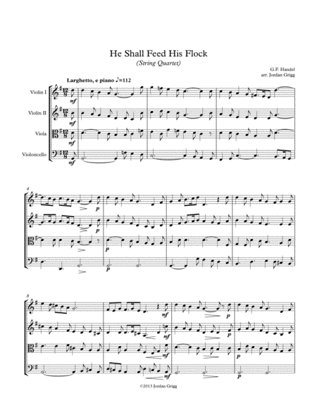 He Shall Feed His Flock (String Quartet) (arr. Jordan Grigg)