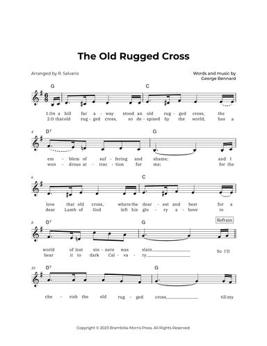 The Old Rugged Cross (Key of G Major) (arr. R. Salvario)