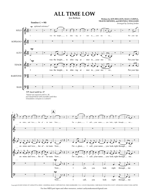 All Time Low (arr. Zachary Jordan)