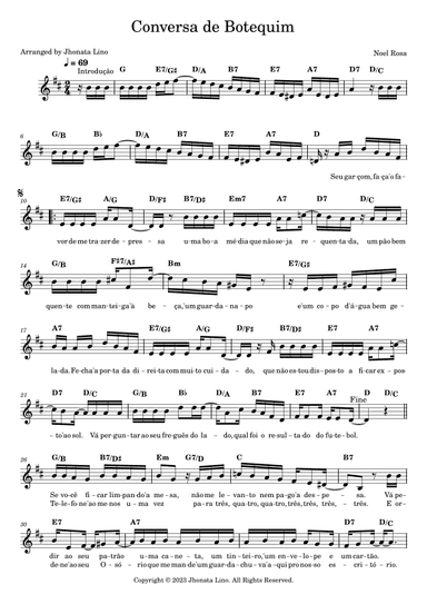 Conversa de Botequim (arr. Jhonata Lino)