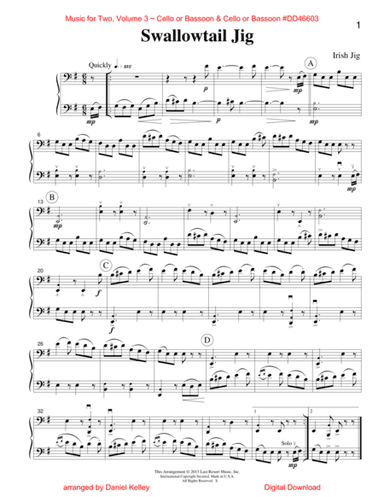 Music for Two, Volume 3 for Cello or Bassoon & Cello or Bassoon (arr. Daniel Kelley)
