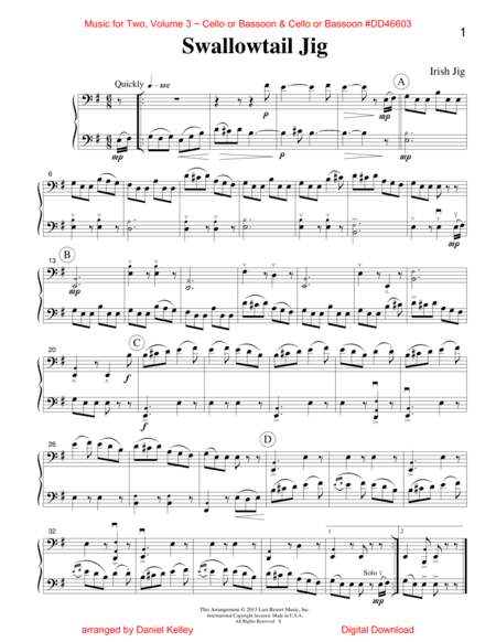 Music for Two, Volume 3 for Cello or Bassoon & Cello or Bassoon (arr. Daniel Kelley)