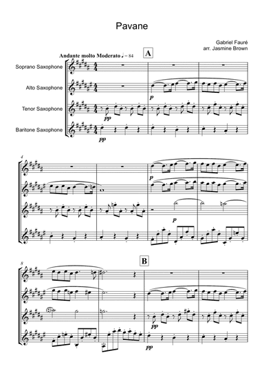 Pavane - Saxophone Quartet (arr. Jasmine Brown)