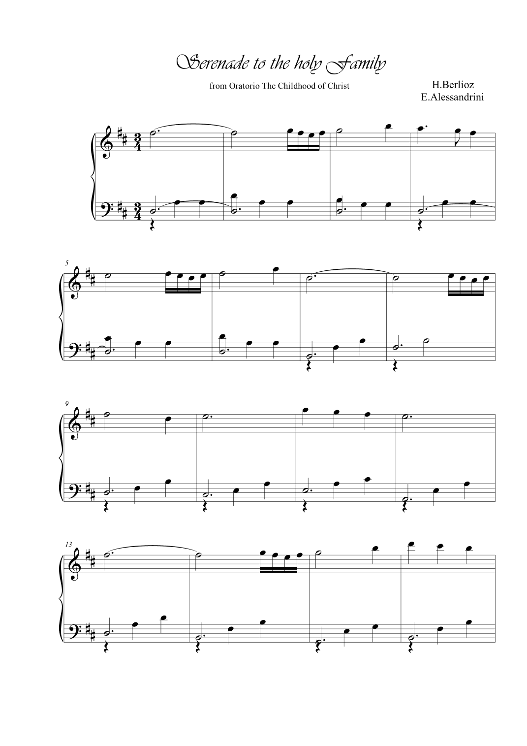 Serenade of the Holy Family. Piano (arr. Ester Alessandrini)