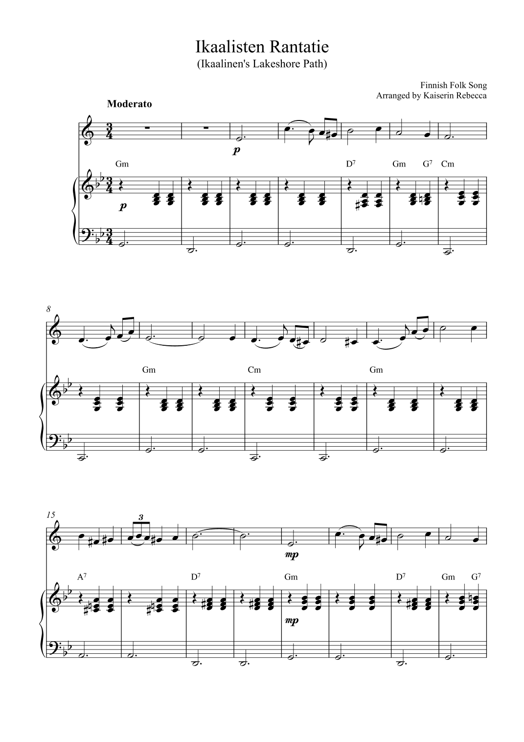 Ikaalisten Rantatie (Ikaalinen's Lakeshore Path) (arr. Kaiserin Rebecca)