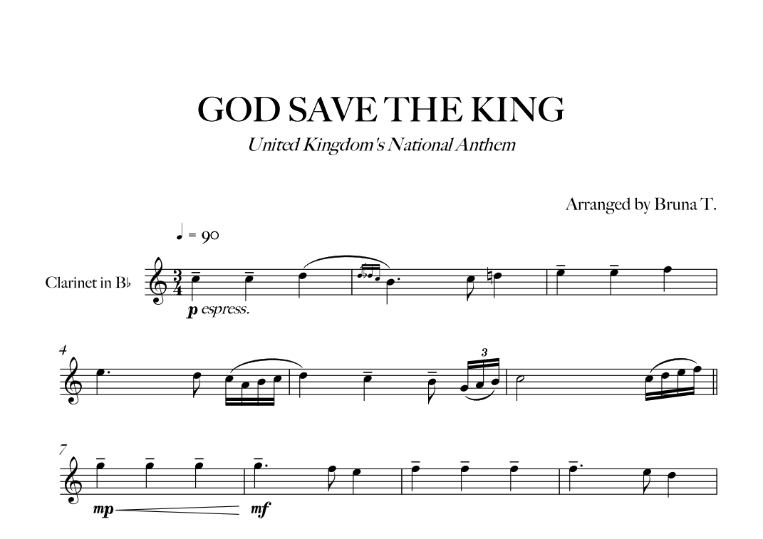 God Save The King (UK National Anthem) (arr. Bruna T.)