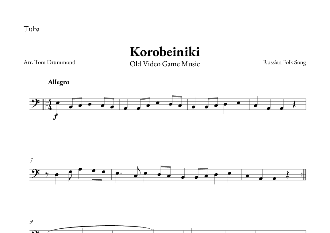 Korobeiniki (arr. Tom Drummond)