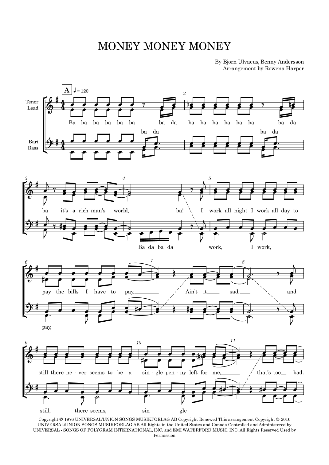 Money, Money, Money (arr. Rowena Harper)