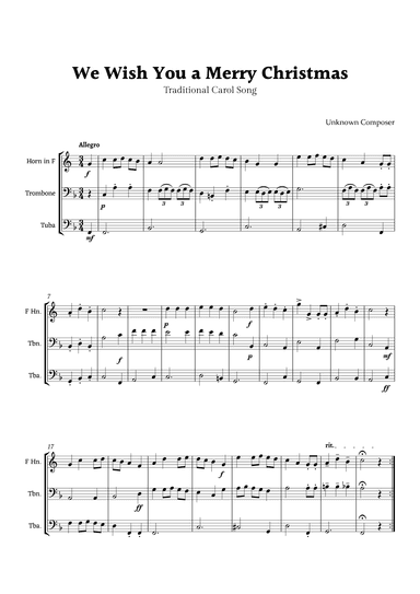 We Wish you a Merry Christmas for Brass Ensemble Trio (arr. Rika K.)