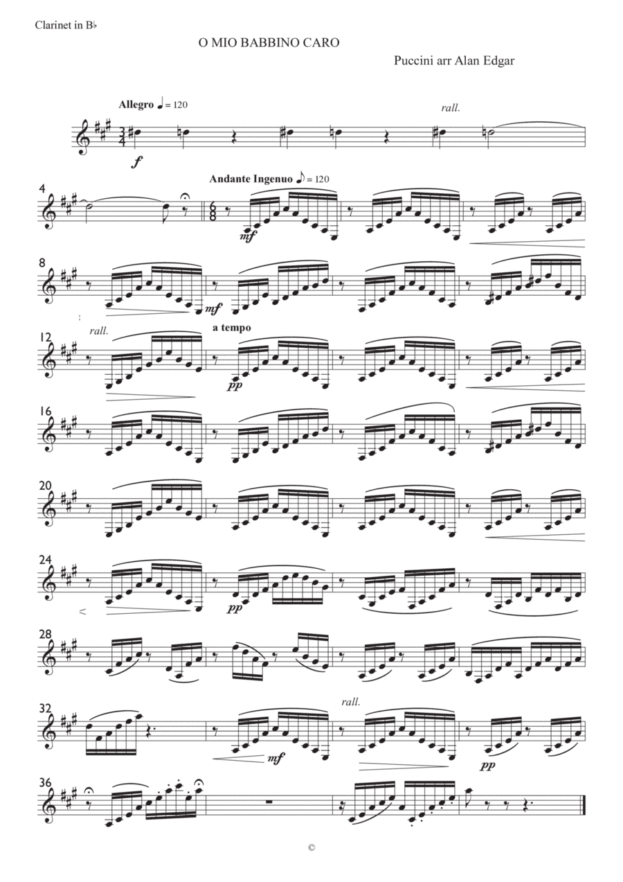 O, MY BELOVED FATHER by PUCCINI, O MIO BABBINO CARO,  from Gianni Schicci, arranged for Soprano, Org (arr. Alan Edgar)
