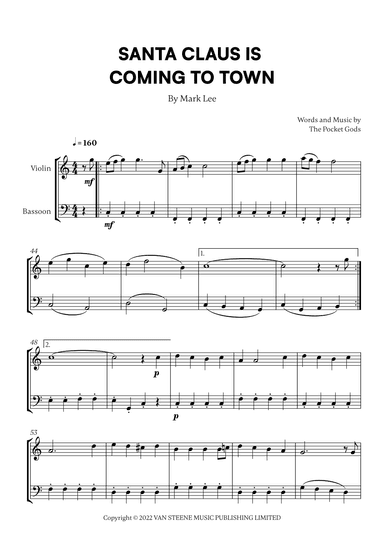 Santa Claus Is Coming To Town (arr. Cadenza Editions)