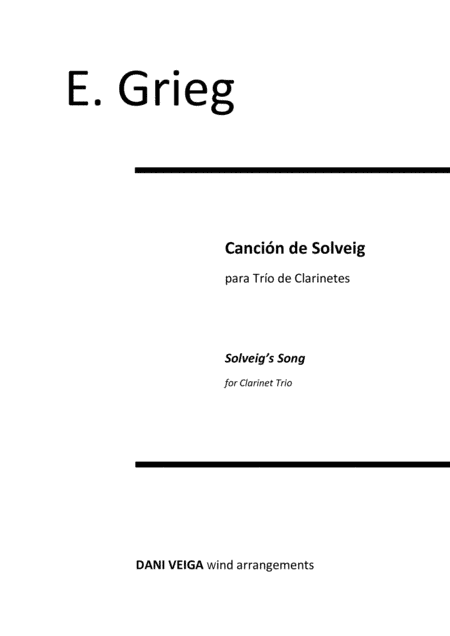 Solveig Song (easy 3 Clarinets arrangement) (arr. Dani Veiga)
