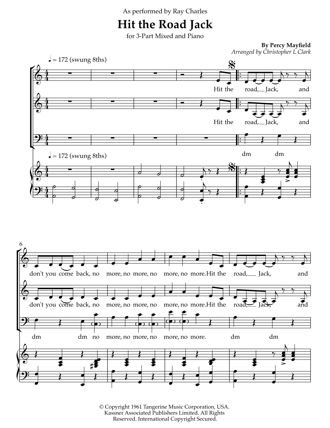 Hit The Road Jack (arr. Christopher L Clark)